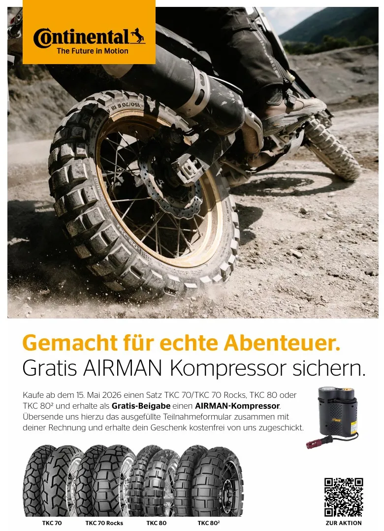 Gemacht für echte Abenteuer.  Gratis AIRMAN Kompressor sichern.